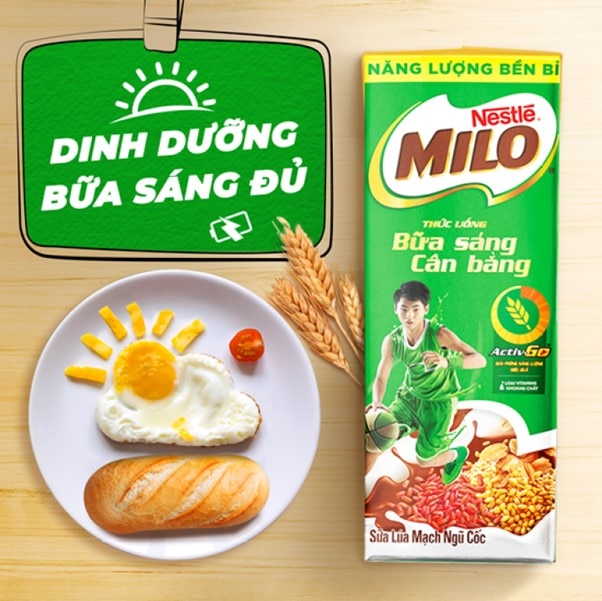 Thêm một hộp MILO Bữa Sáng sau khi ăn giúp bé nhận đủ các chất dinh dưỡng.