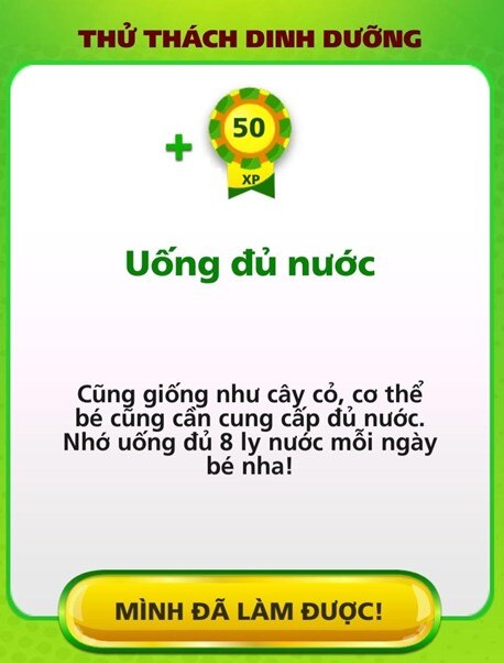 Mẹ và bé hãy cùng học về chế độ ăn uống lành mạnh với Thử thách dinh dưỡng.