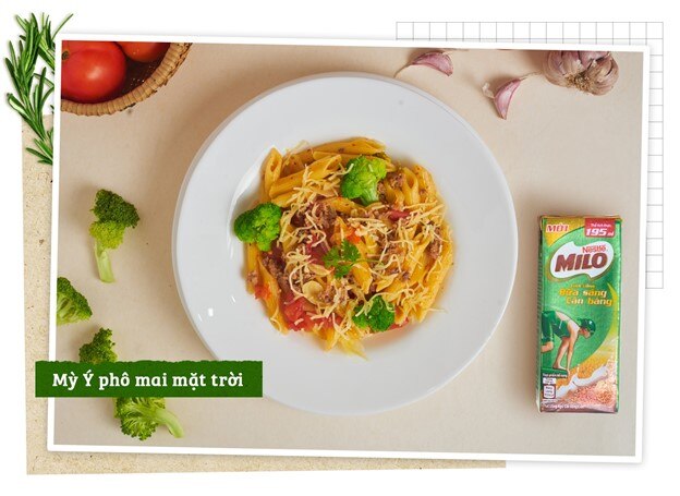 Món mì Ý phô mai đẹp mắt lại đậm vị cho con.