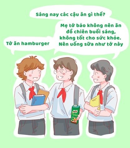 Hạn chế ăn đồ ăn nhanh, đồ chiên rán cho bữa sáng cho trẻ