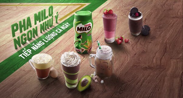Thức uống thơm ngon sáng tạo từ MILO bột giúp con bổ sung năng lượng sau ngày dài học tập.