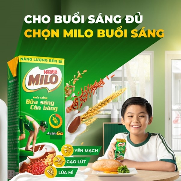 MILO Bữa Sáng giúp trẻ bắt đầu ngày mới với nguồn dinh dưỡng đầy đủ và cân bằng.