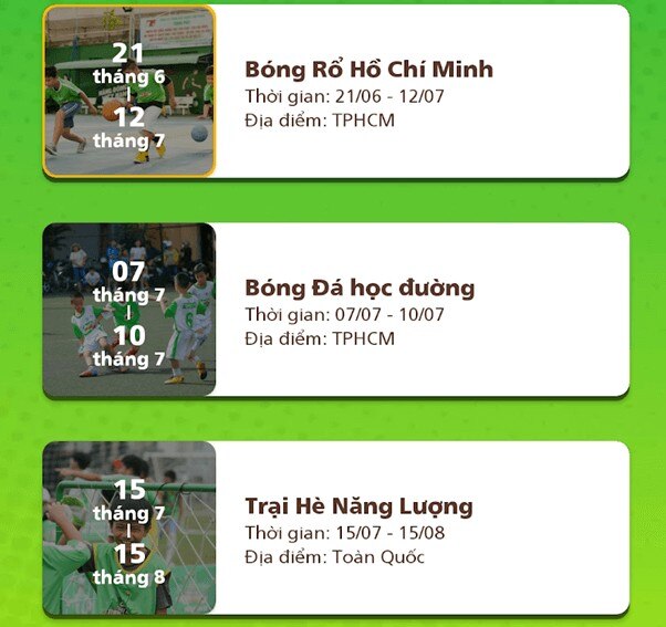 Mẹ có thể cập nhật thông tin mới nhất về các sự kiện thể thao của MILO.