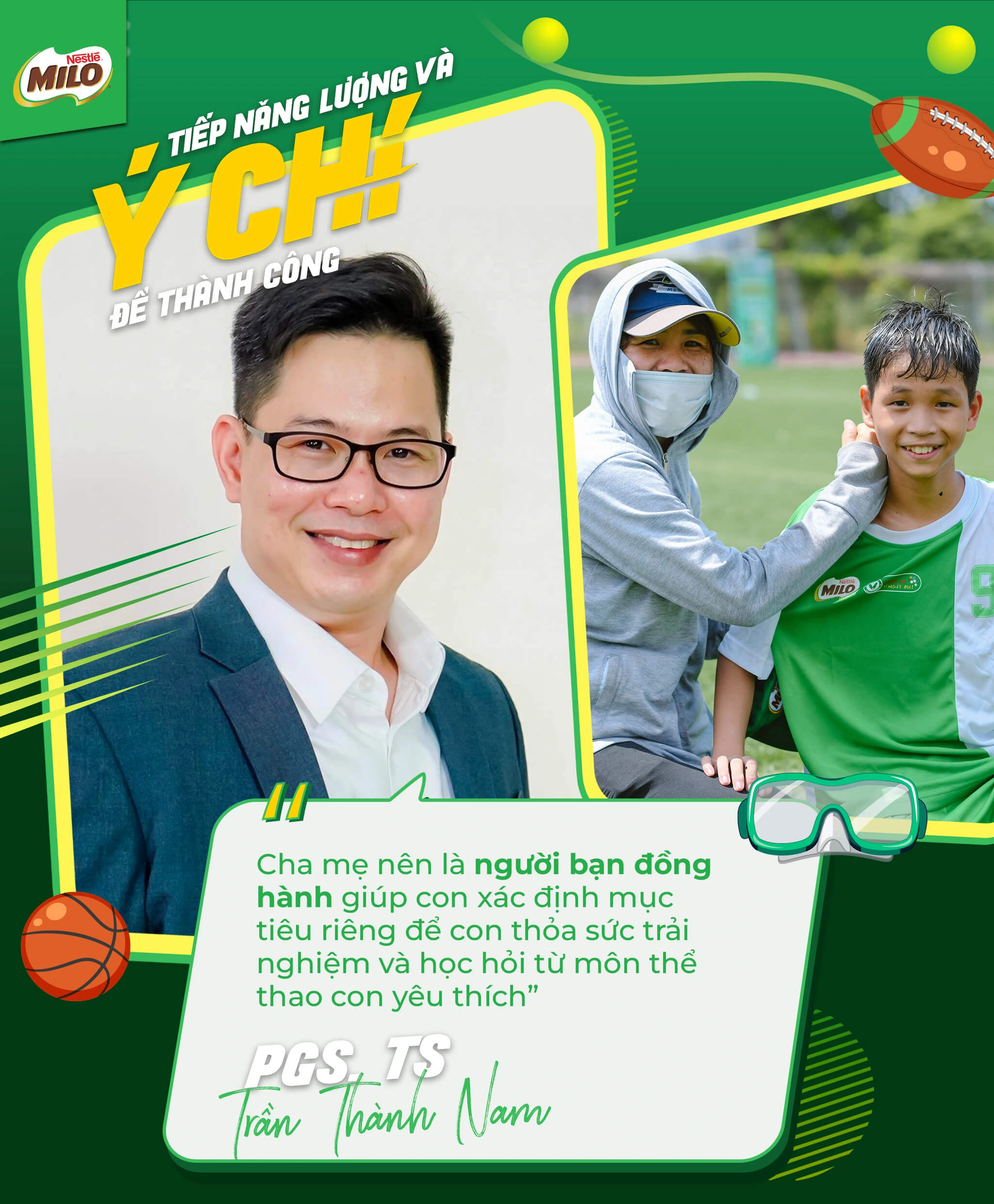 Cha mẹ là người đồng hành giúp con xác định mục tiêu riêng để con thỏa sức trải nghiệm và học hỏi từ môn thể thao con yêu thích